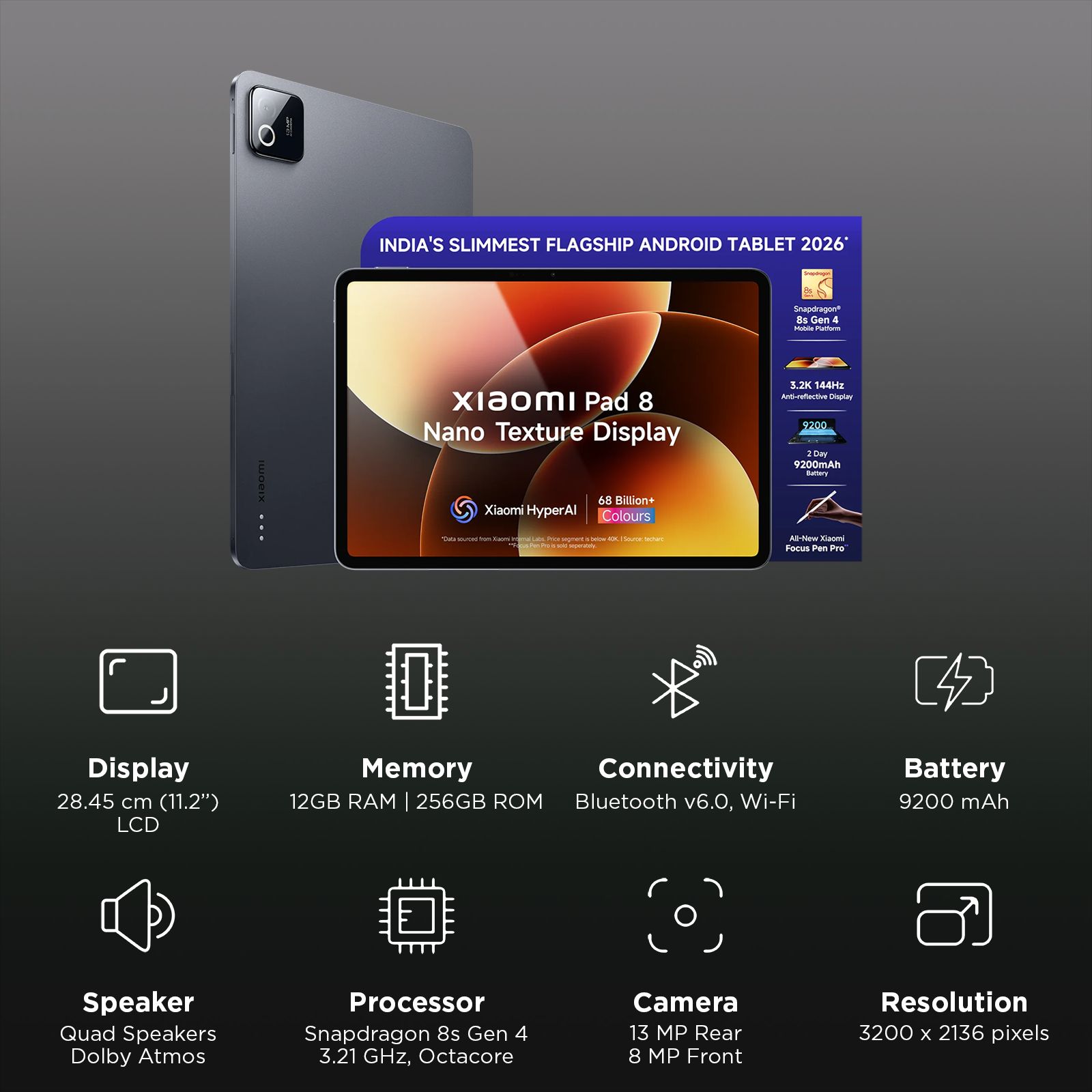 Buy Xiaomi Pad 8 Wi-Fi Android Tablet with Xiaomi Focus Pen Pro